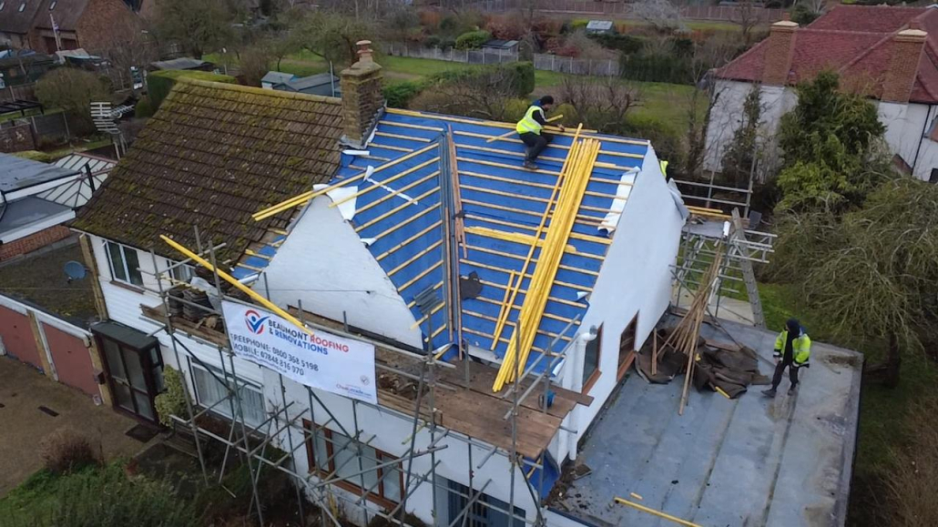 Roof repair work on a residential property in Worcester