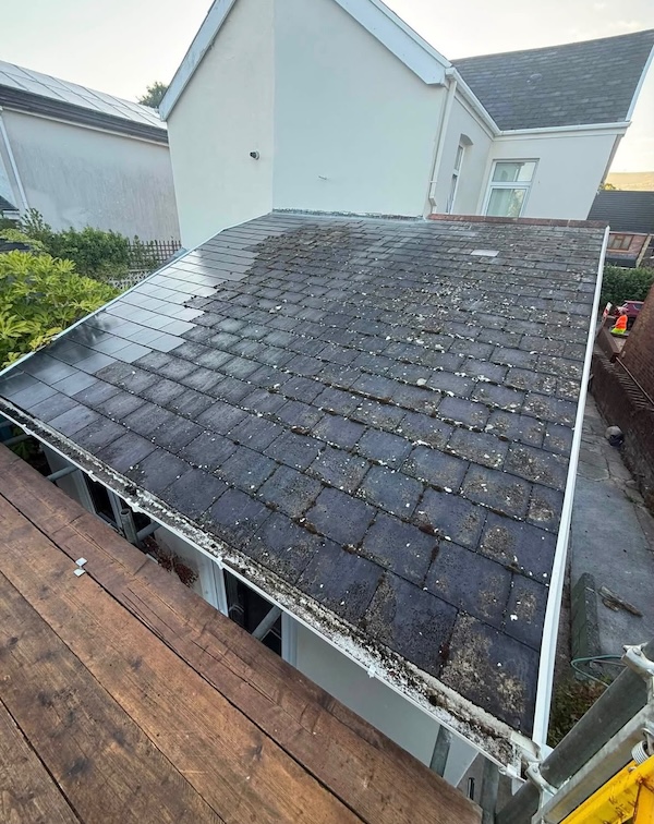 Roof repair project before work on a tiled roof